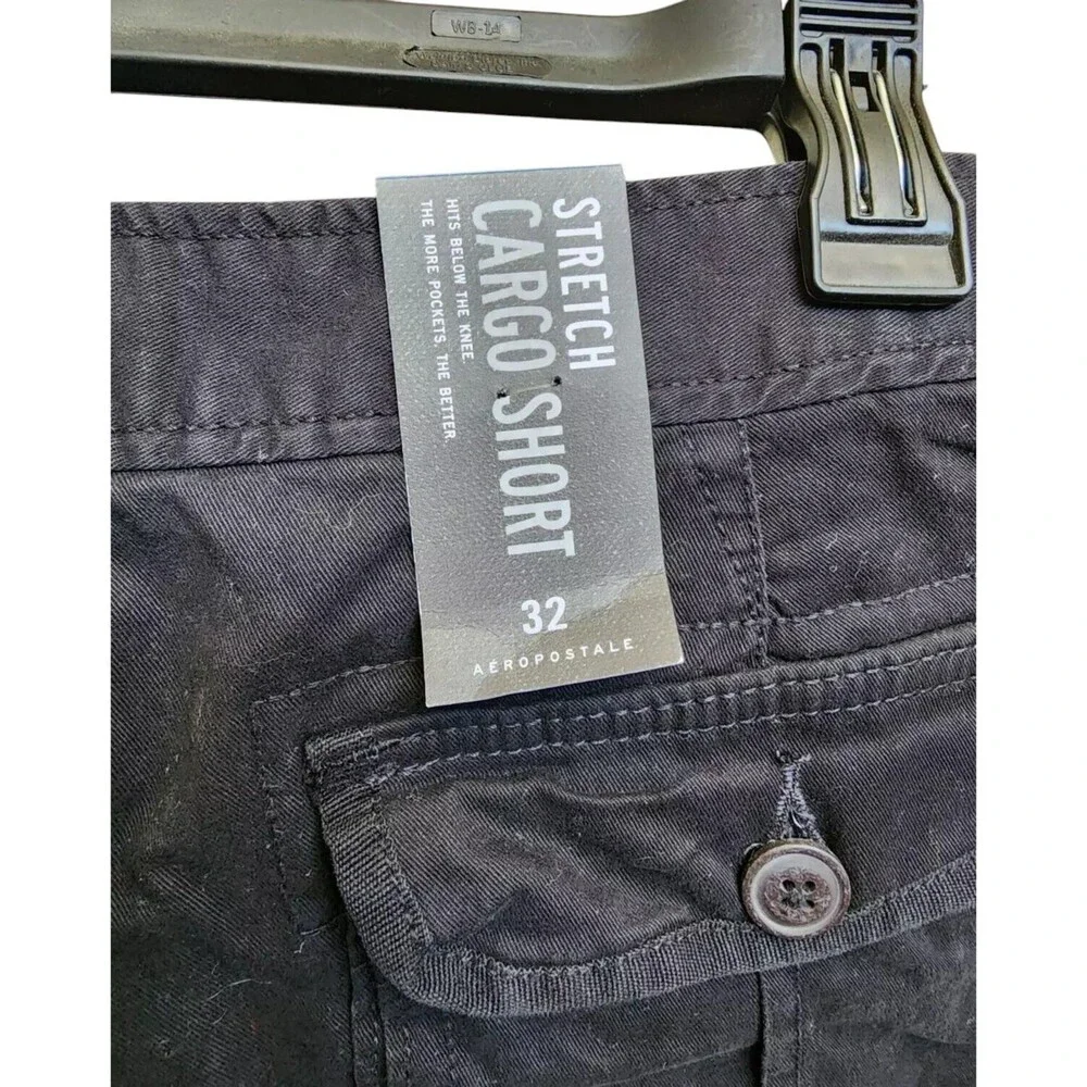 Aeropostale Black Cargo Shorts Size 32 Stretch NWT Reflex Twill